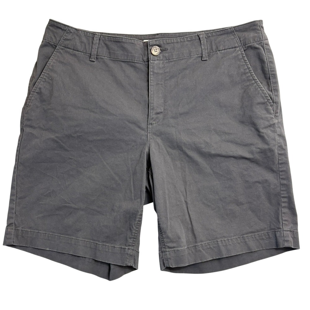 LOFT Outlet Curvy Bermuda Shorts Womens 12 Gray Stretch Cotton Twill Mid Rise